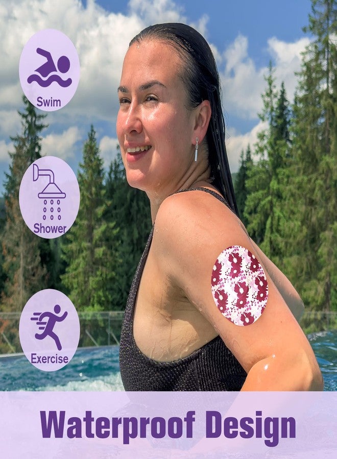 OBUZOO 40Pack Libre 2 Plus Sensor Covers Waterproof Lingo CGM Overpatch, Floral - Image 2