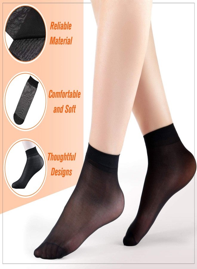 Syhood 12 Pairs Women Ankle Nylon Socks - Sheer Panty Hose - Soft Silky Short Socks for Summer (Black, Nude) - Image 2
