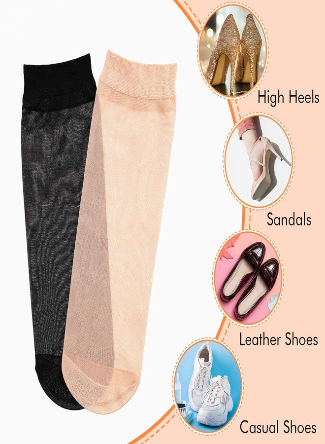 Syhood 12 Pairs Women Ankle Nylon Socks - Sheer Panty Hose - Soft Silky Short Socks for Summer (Black, Nude) - Image 4