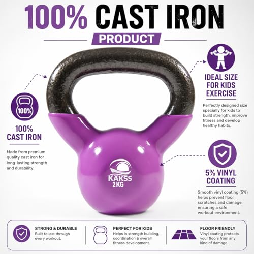 Kakss Vinyl half coating Kettle Bell for Gym & Workout (2 KG (Purple)) (PROUDLY MADE IN INDIA) - Image 2