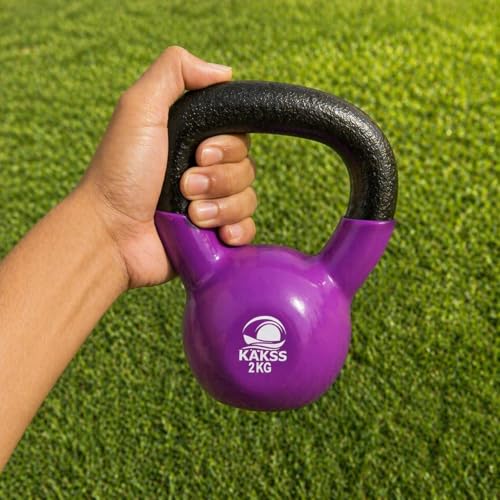 Kakss Vinyl half coating Kettle Bell for Gym & Workout (2 KG (Purple)) (PROUDLY MADE IN INDIA) - Image 4
