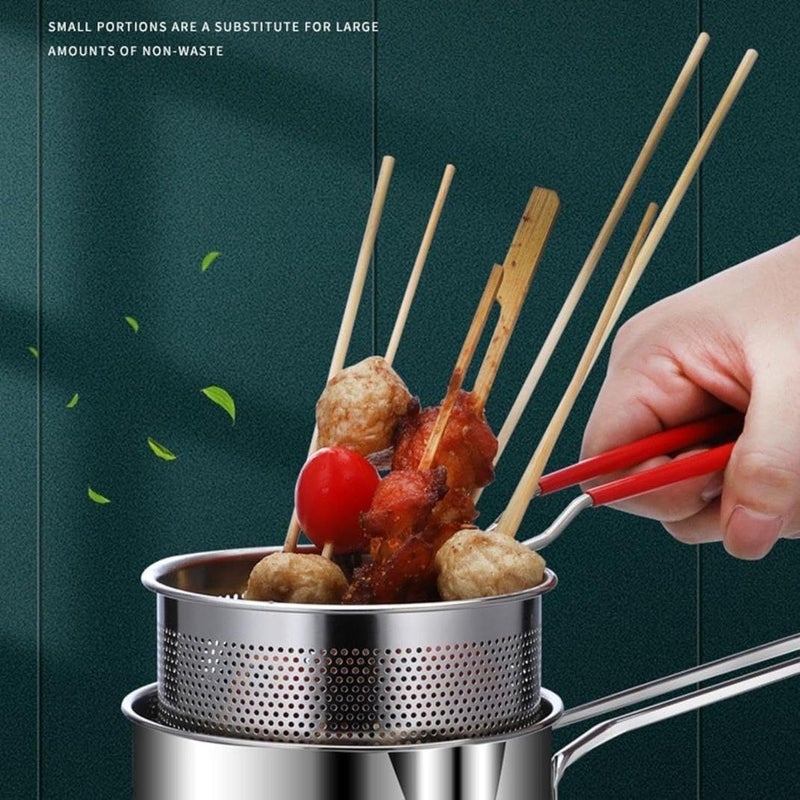 Botash Stainless Steel Deep Fryer Pot with Detachable Oil Filter Basket 1200ml Deep Fry Pan Long Handle For Home&Kitchen French Fries Pot Fry Your Favourite Dish(1pcs/multicolour) - Image 4