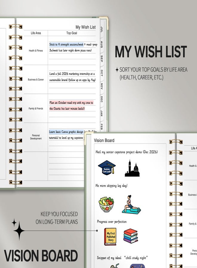 LOAPEM Academic Planner 2026-2027, Weekly and Monthly, A5 Size (5.7" x 8.3"), July 2026 - June 2027, To-do List for Tracking, for School, Home, Office, Hardcover, 12-Month Tabs (Light Green) - Image 5