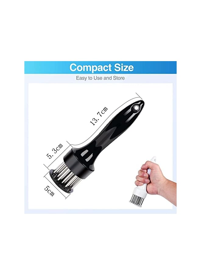 Goodern Meat Tenderizer Tool,Stainless Steel Needle Ultra Sharp 21 Blades Tenderizer Tool with Cleaning Brush Kitchen Gadgets for Tenderizing Beef Chicken Steak Veal Poultry Cooking BBQ Marinade-Black - Image 5