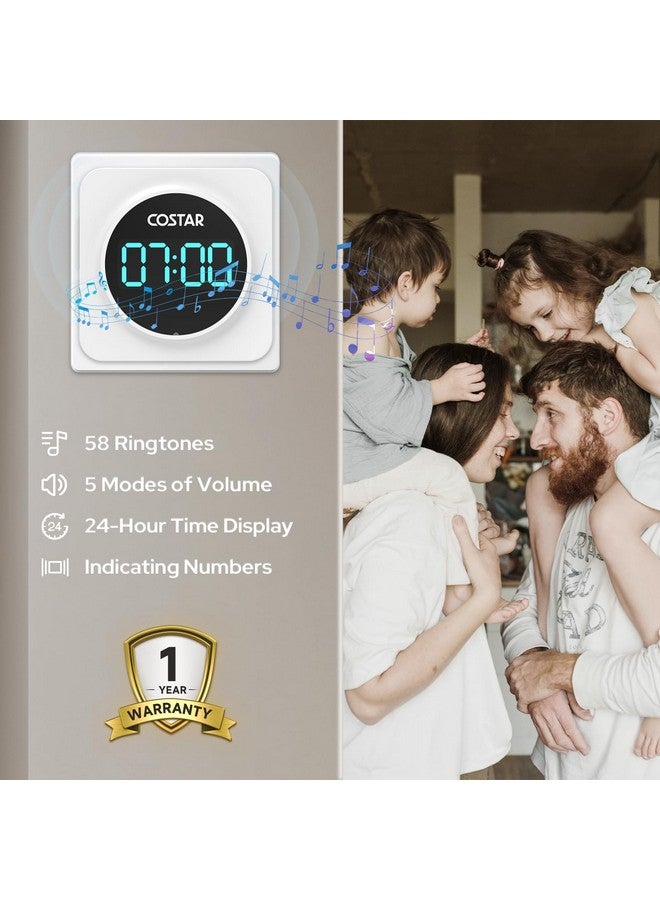 Costar Door Bell - Calling Bell Wireless with 24-Hour Time Display, Wireless Doorbell for Home, 1000ft Range Operating with 58 Chimes, 5 Levels Adjustable Volume(Pebble 705 White 2 Push Button) - Image 3