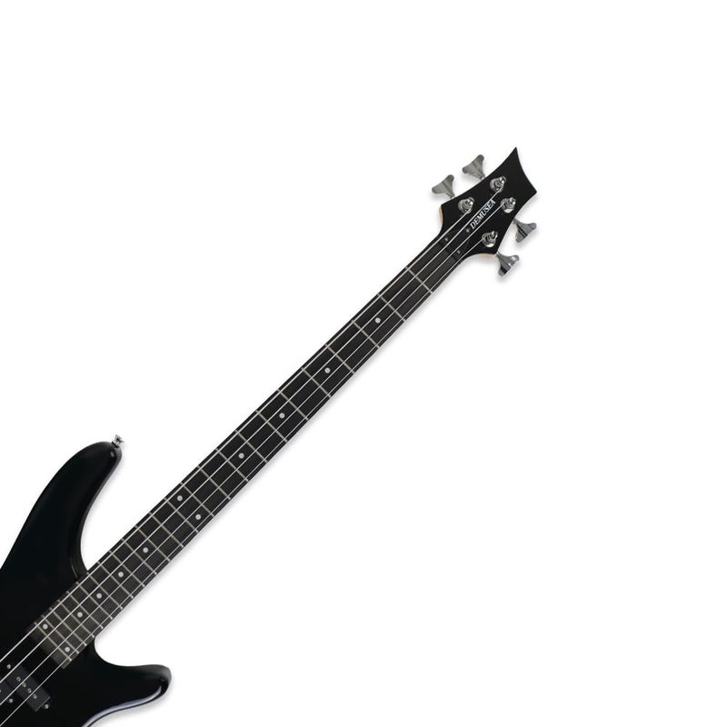 Demusea electric bass guitar full size 24frets standard 4string PJ bass black 34inch scale length maple neck phoenix body fixed bridge 2V 2T control for beginner starter practice show (YIB30) - Image 3