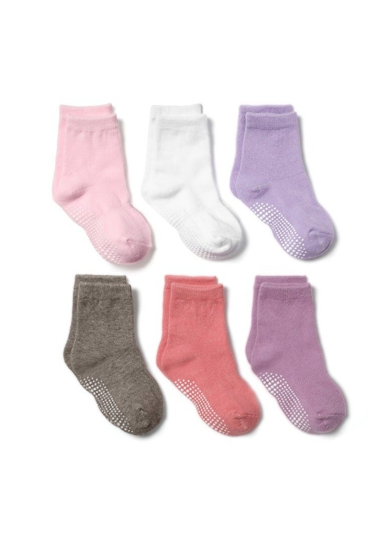 جوارب أرضية للأطفال، جوارب غير قابلة للانزلاق، 6 أزواج - Image 1