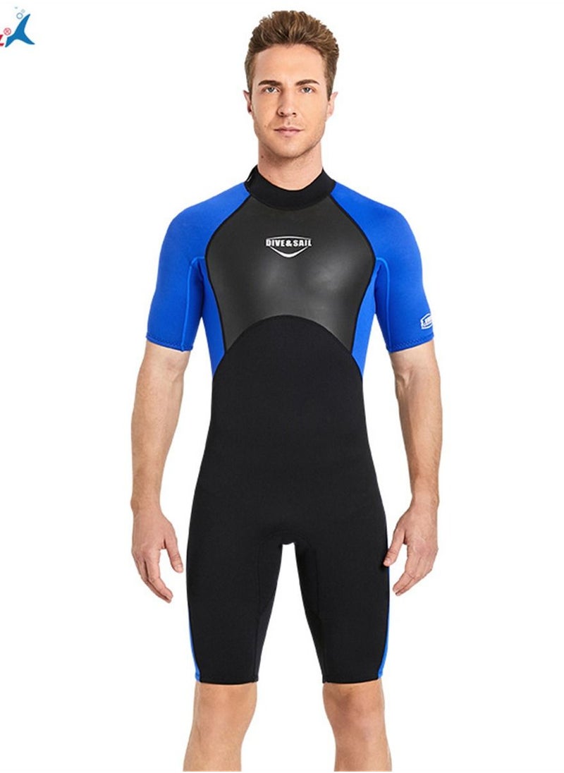 DIVE & SAIL Short-sleeved Wetsuit Snorkeling Swimsuit Blue  - Image 1