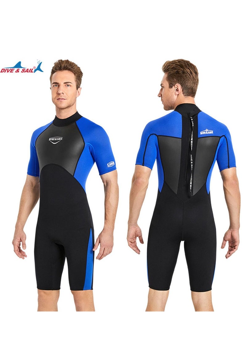 DIVE & SAIL Short-sleeved Wetsuit Snorkeling Swimsuit Blue  - Image 2