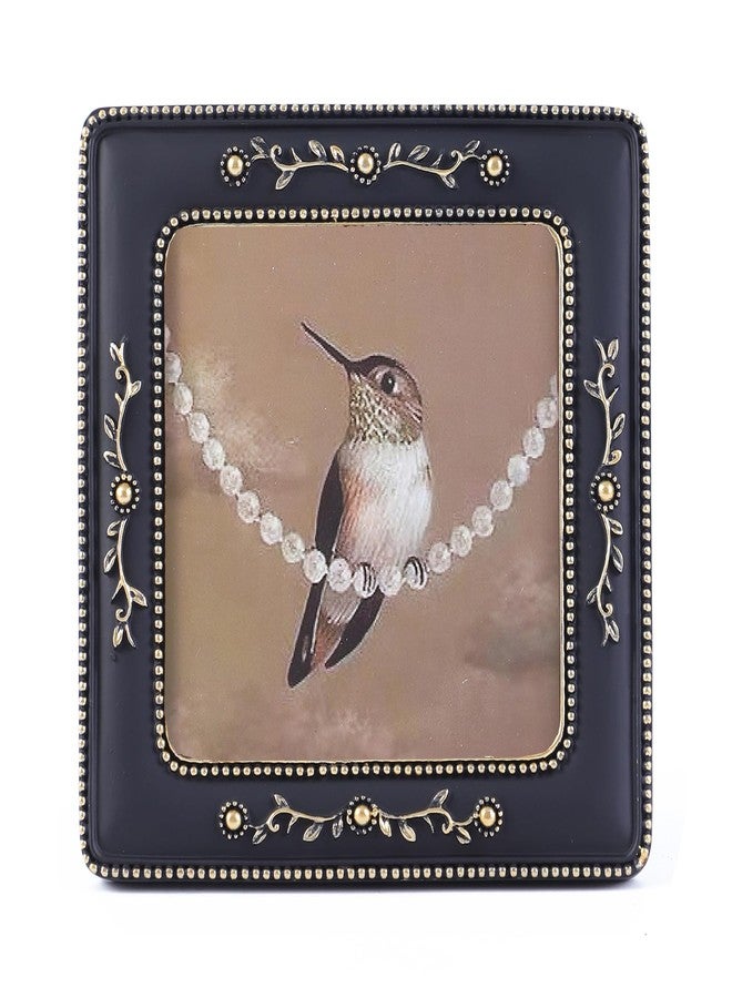 SIKOO 4x4 Vintage Picture Frame Square Small Antique Picture Frame Wall Mount and Tabletop Display Vintage Wall Decor Retro Photo Gallery Black and Gold - Image 1