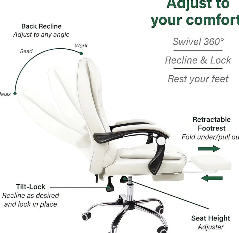 هوتس يو أيه إي كرسي الكمبيوتر مع نظام تدليك نقطتين ، مجهز بمساندات الذراع والارتفاع القابل للتعديل ، مناسب لاستخدام المكتب المنزلي. - Image 4
