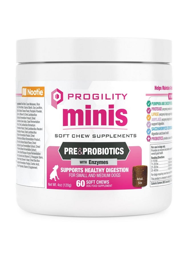 nootie Nootie Progility Mini Pre & Probiotic Supplement, Digestive Aid Supplement for Dogs, 60 Soft Chews per Container - Image 1
