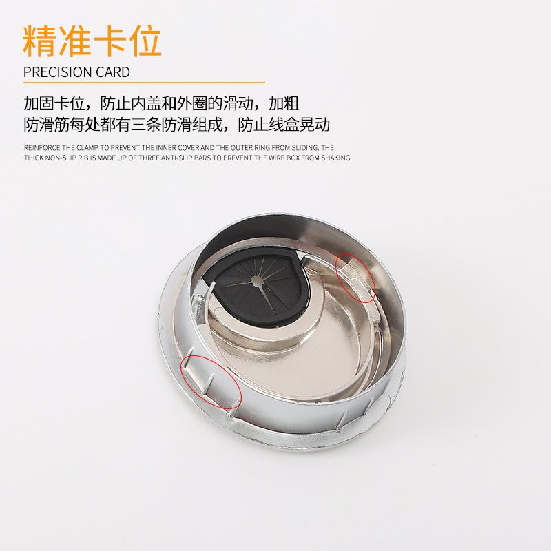 High-Grade Zinc Alloy Threading Box Computer Desktop Multi-Function Wiring Box Round Wire Hole Cover Threading Hole Hardware - Image 5
