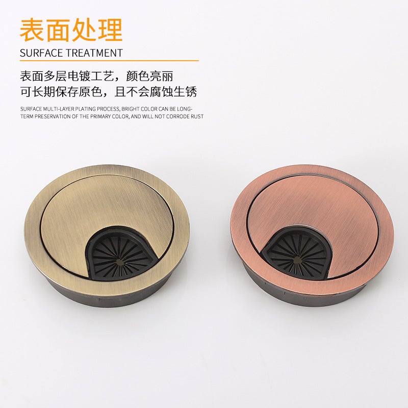 High-Grade Zinc Alloy Threading Box Computer Desktop Multi-Function Wiring Box Round Wire Hole Cover Threading Hole Hardware - Image 3