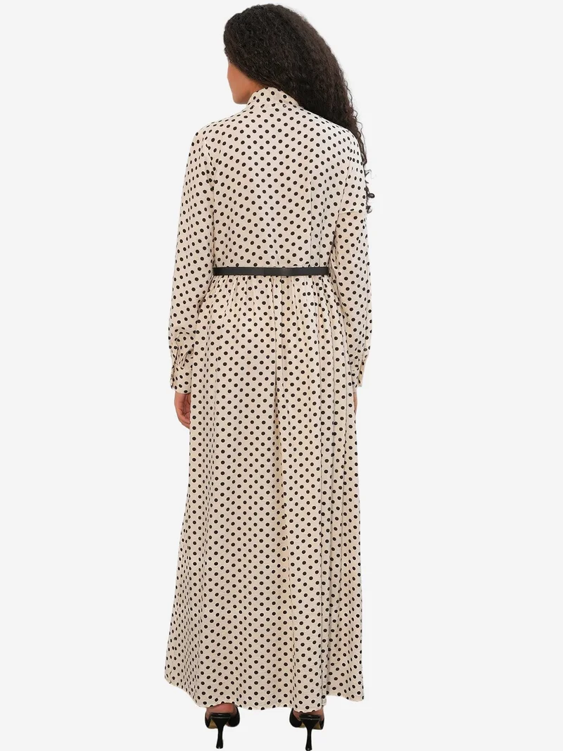 Big Dart Dusty White BDART Polka Dot Maxi Shirt Dress for Women | Best Price UAE