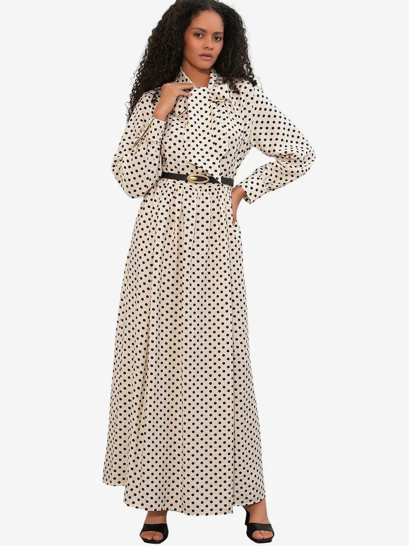 Big Dart Dusty White BDART Polka Dot Maxi Shirt Dress for Women | Best Price UAE