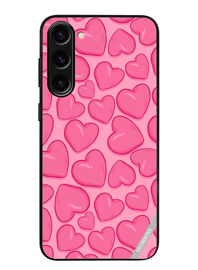 VR CREATIVE Protective Case Cover For Samsung Galaxy S23 Pink Herat Design Multicolour - Image 1
