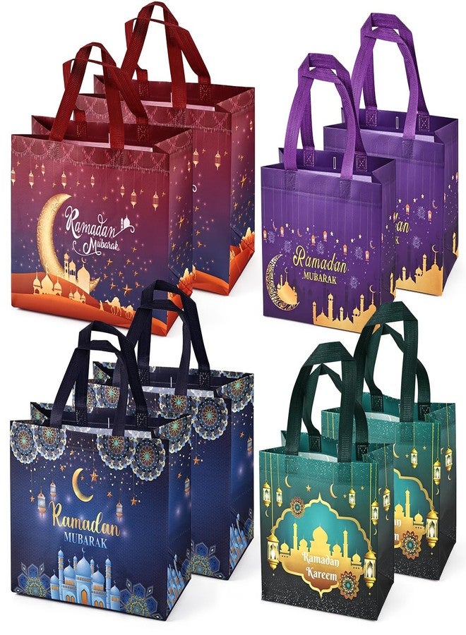 Aviski 8PCS Ramadan Mubarak Reusable Gift Bags, Assorted Sizes, Multicolor, Non-Woven, Islamic Themed Patterns - Image 1