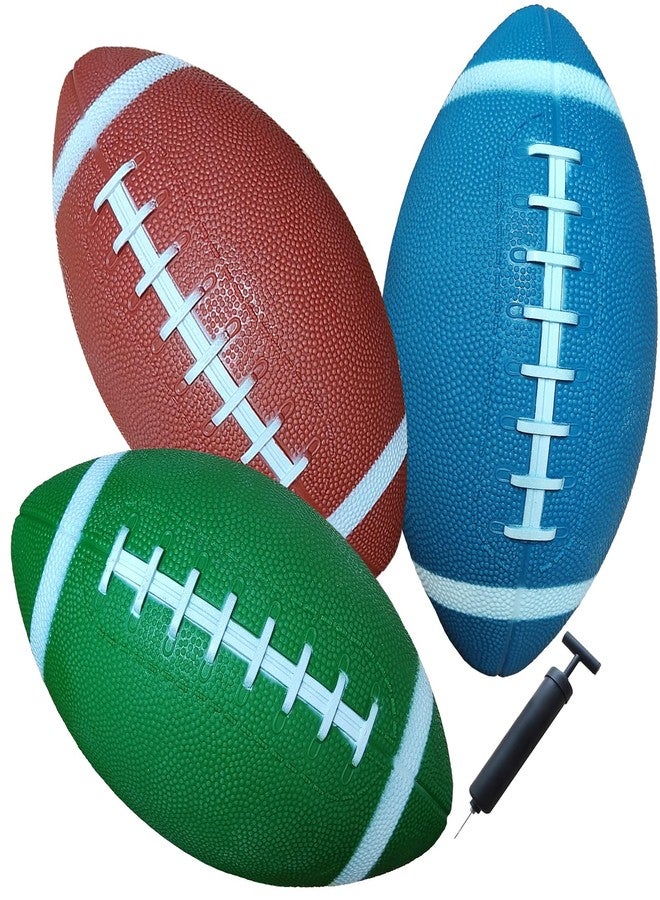 AppleRound 3-Pack 8-Inch Waterproof Footballs for Pool Beach Backyard - Ideal for Water & Land Play - Inflatable Toy Balls with Pump - Outdoor Fun, Pee-Wee Junior Size for Kids & Teens (Multicolor) - Image 1