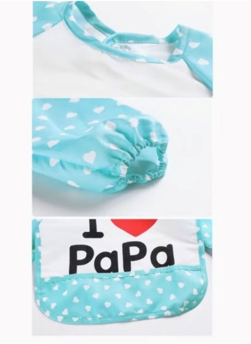 Mother Choice - 1 Piece Waterproof Full Sleeved Baby Bibs I love Papa - Image 1