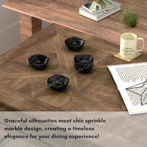 Castleite Quin Melamine Bowls Set of 6 - Elegant 120ML Bowls for Kitchen, Snacks, and Restaurants - Lightweight, Unbreakable Crockery for Dining (Marble Black) - Image 5