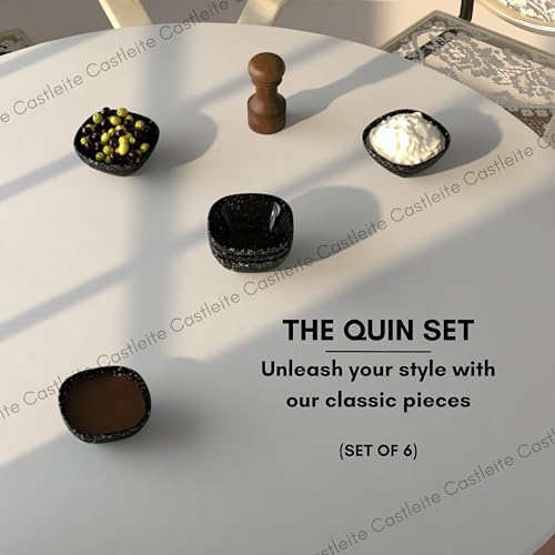 Castleite Quin Melamine Bowls Set of 6 - Elegant 120ML Bowls for Kitchen, Snacks, and Restaurants - Lightweight, Unbreakable Crockery for Dining (Marble Black) - Image 2