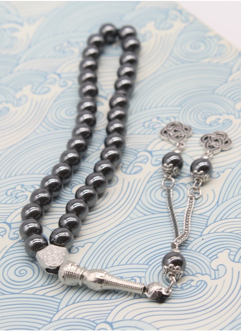 Fianser Tasbih 8mm Prayer Beads 33 Hematite Black Muslim Islamic Arabic Tassels Exquisite Luxury Handmade  - Image 1