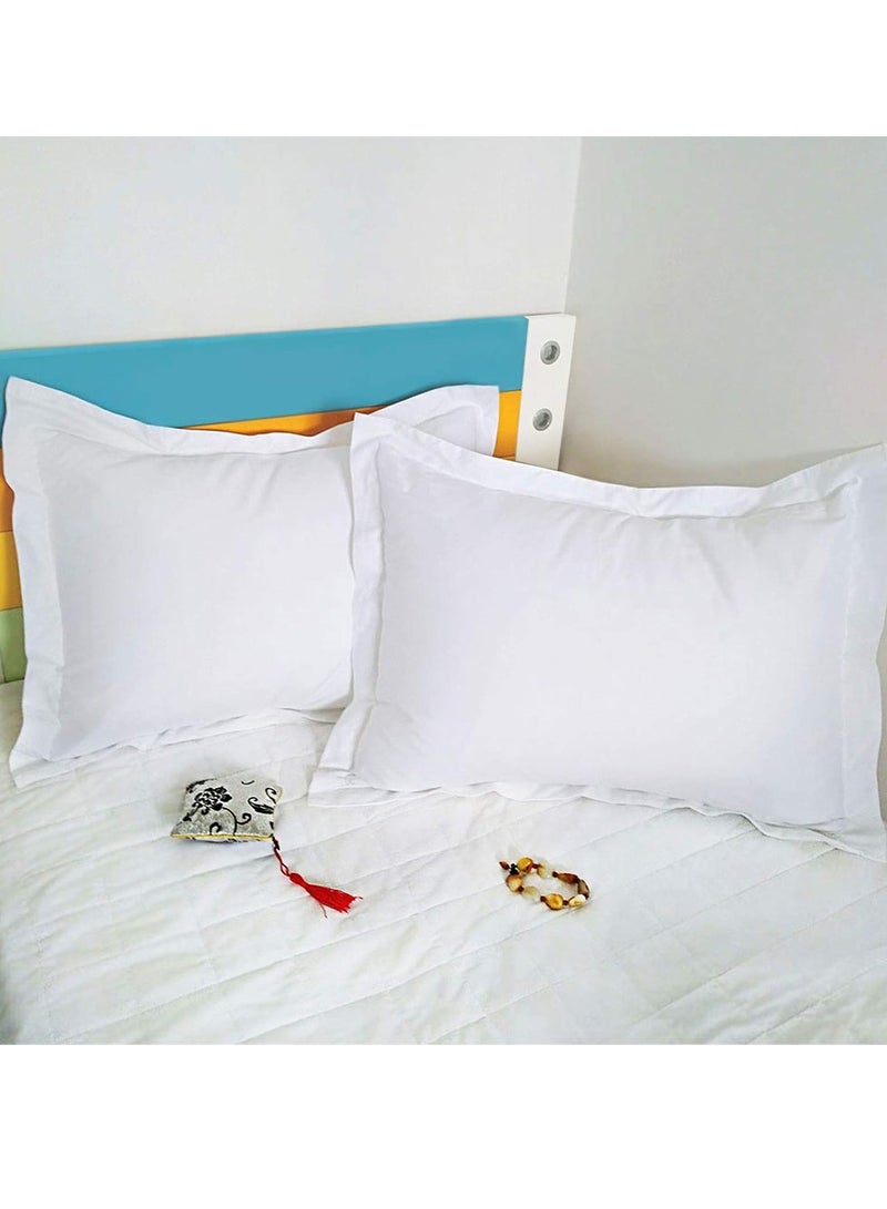 Sleep night 2 Pieces King Size Pillow Cases 100% Natural Cotton Pillow Protectors Ideal for Home Hotels and Guest 80X50cm White - Image 2