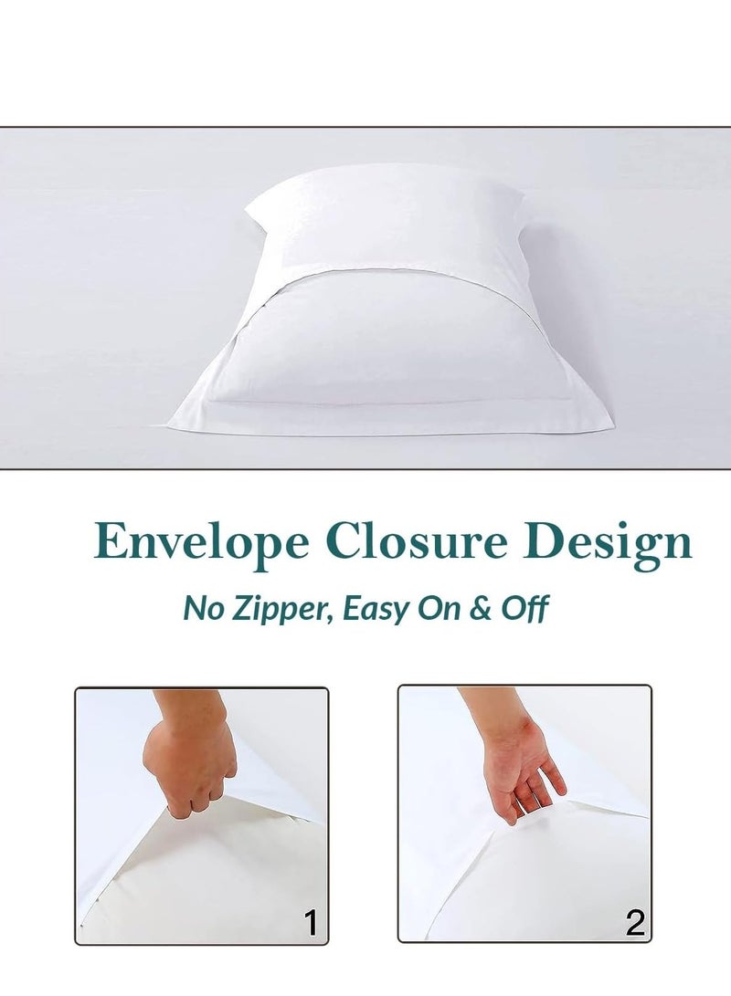 Sleep night 2 Pieces King Size Pillow Cases 100% Natural Cotton Pillow Protectors Ideal for Home Hotels and Guest 80X50cm White - Image 3