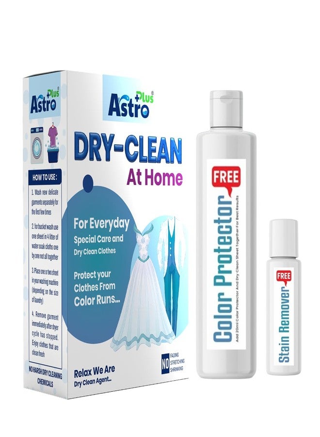 ASTRO PLUS + Astro Plus+ Dry Clean At Home 10 Pcs Liquid Detergent Sheet and 30ML Stain Remover, 200ML Color Protector Ultimate Protection for Silk Saree and Chiffon, Cotton, Georgette, Linen, Woolen | Combo Pack - Image 1