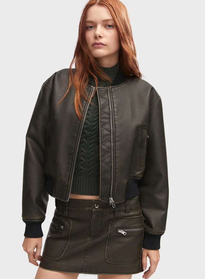مانجو PU Bomber Jacket