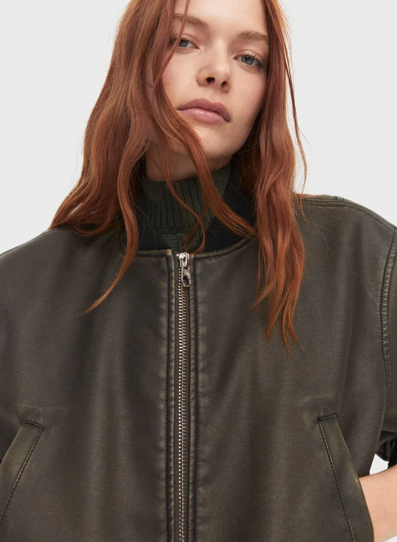 مانجو PU Bomber Jacket