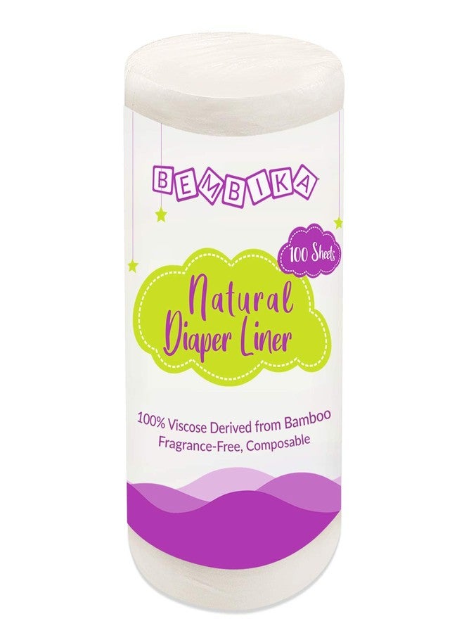 Bembika Bamboo Diaper Liners Disposable, Chlorine Free, Compostable, Dye Free, Cloth Diaper Insert Liner, 100 Sheets - Image 1