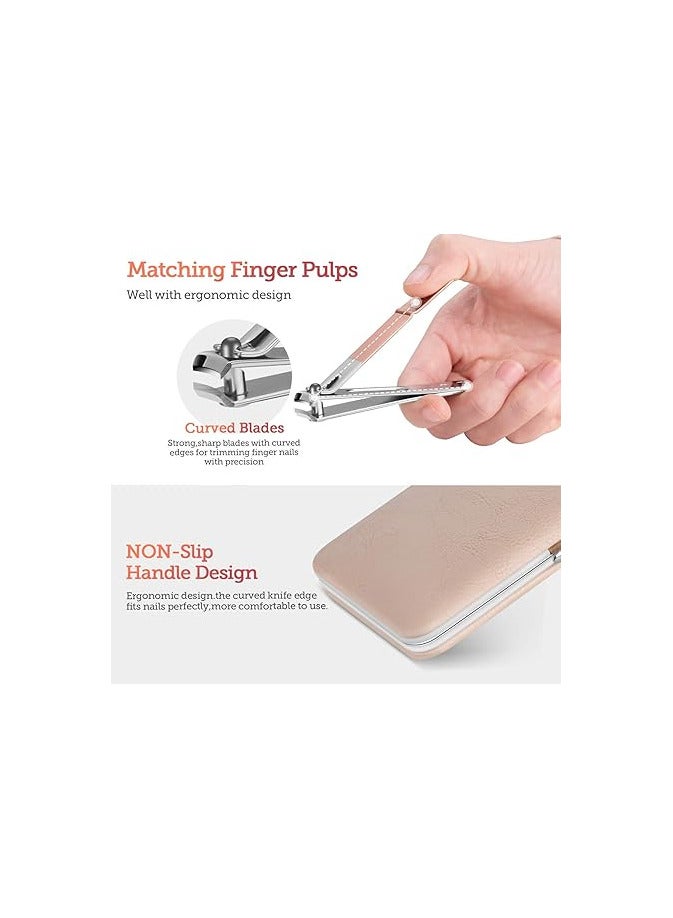 NQOOH 18 in 1 Nail Clipper Set - Professional Nail Care Kit with Professional Grooming Tools and Sharp File Luxury Travel Bag for Men and Women Rose Gold - Image 3