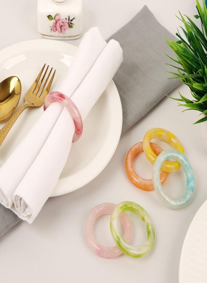CLEENTABLE Napkin Rings Set of 12 - Epoxy Resin Napkin Holder Cuffs for Dinner Table Décor - Farmhouse Modern Serviette Rings for Weddings, Parties, Receptions, Banquets, Daily Use (Pastel) - Image 2
