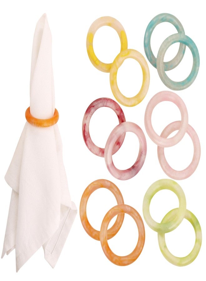 CLEENTABLE Napkin Rings Set of 12 - Epoxy Resin Napkin Holder Cuffs for Dinner Table Décor - Farmhouse Modern Serviette Rings for Weddings, Parties, Receptions, Banquets, Daily Use (Pastel) - Image 1