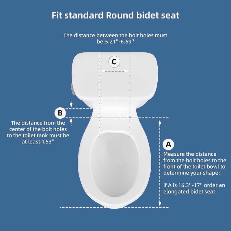 Clirass Bidet Toilet Seat, Soft Close Round Toilet Seat, Button control Feminine/Posterior Wash Switch, Knob Control Water Pressure,White Bidet Seat Attachment with Brass inlet - Image 5