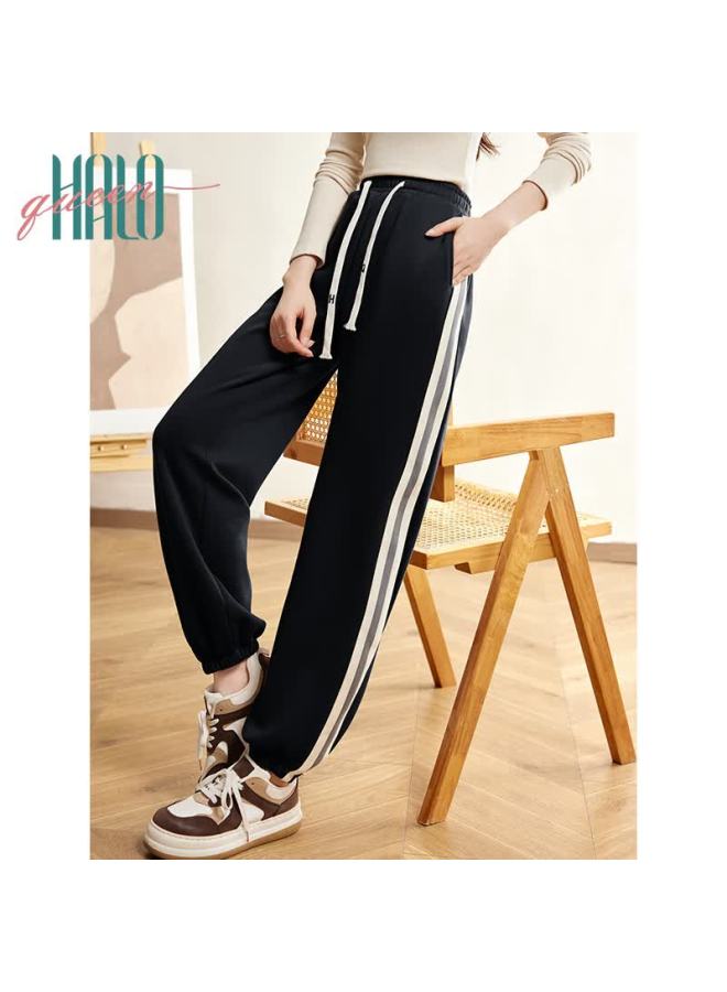 HALOQUEEN Halo Queen Women's Casual Pants With Drawstring Elastic Waistband, Striped Contrasting Color Joggers, Loose Comfortable Sweatpants New Product H143r1009 - Image 4