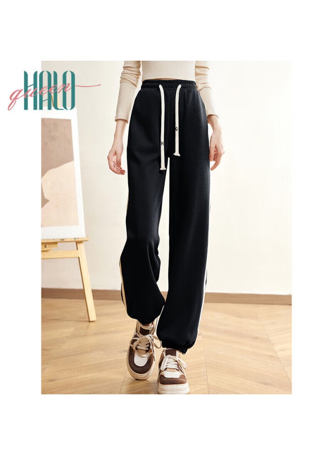 HALOQUEEN Halo Queen Women's Casual Pants With Drawstring Elastic Waistband, Striped Contrasting Color Joggers, Loose Comfortable Sweatpants New Product H143r1009 - Image 1