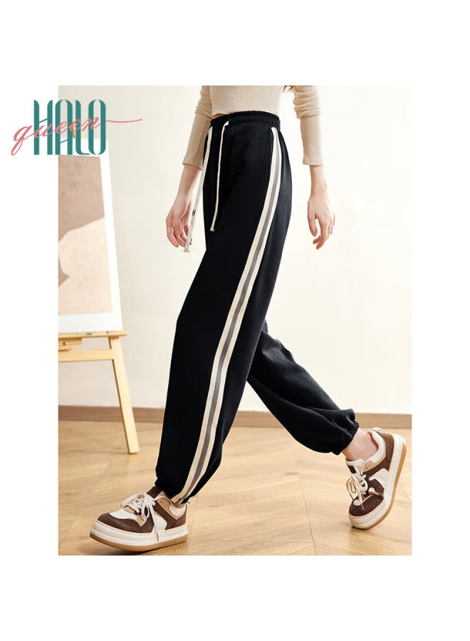HALOQUEEN Halo Queen Women's Casual Pants With Drawstring Elastic Waistband, Striped Contrasting Color Joggers, Loose Comfortable Sweatpants New Product H143r1009 - Image 2