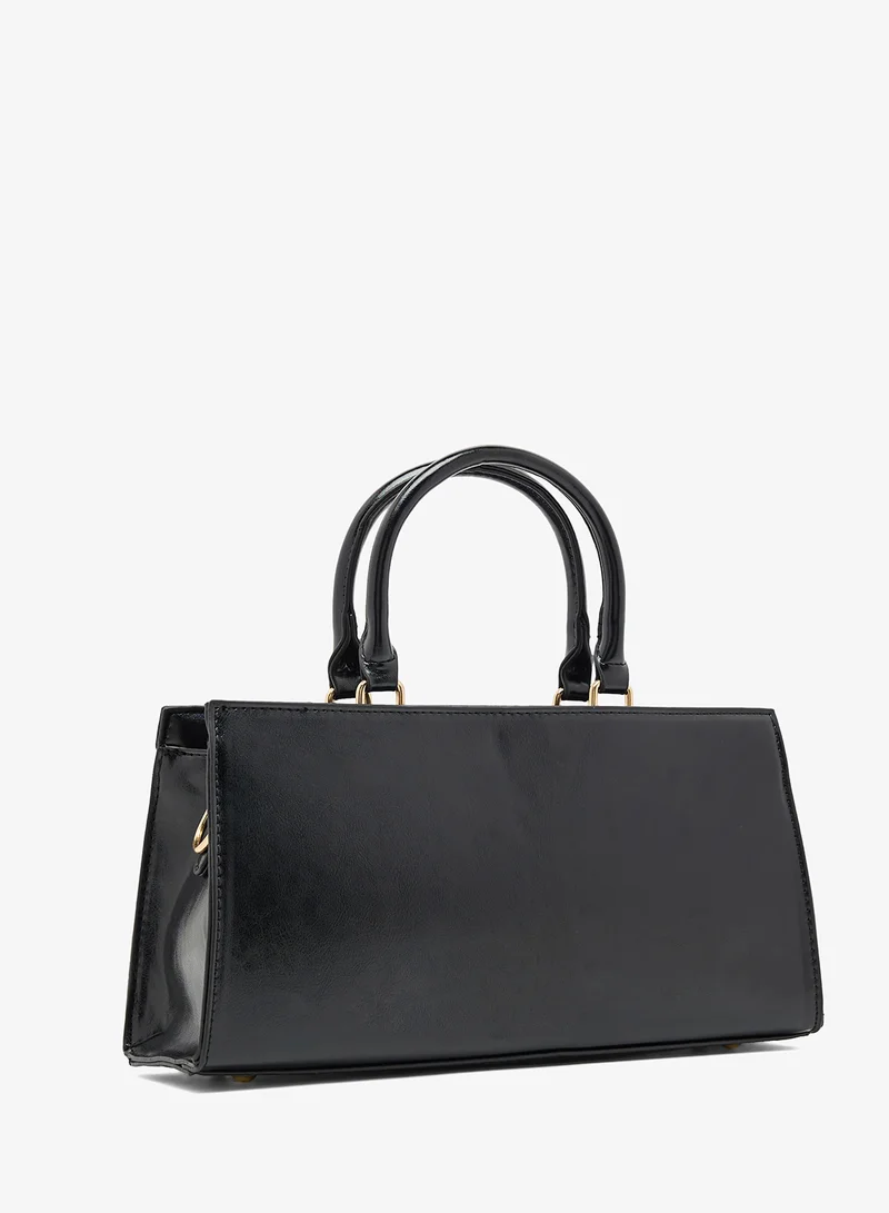 ELLA Gold Accent Printed Buckle Detail East-To-West Structured Bag