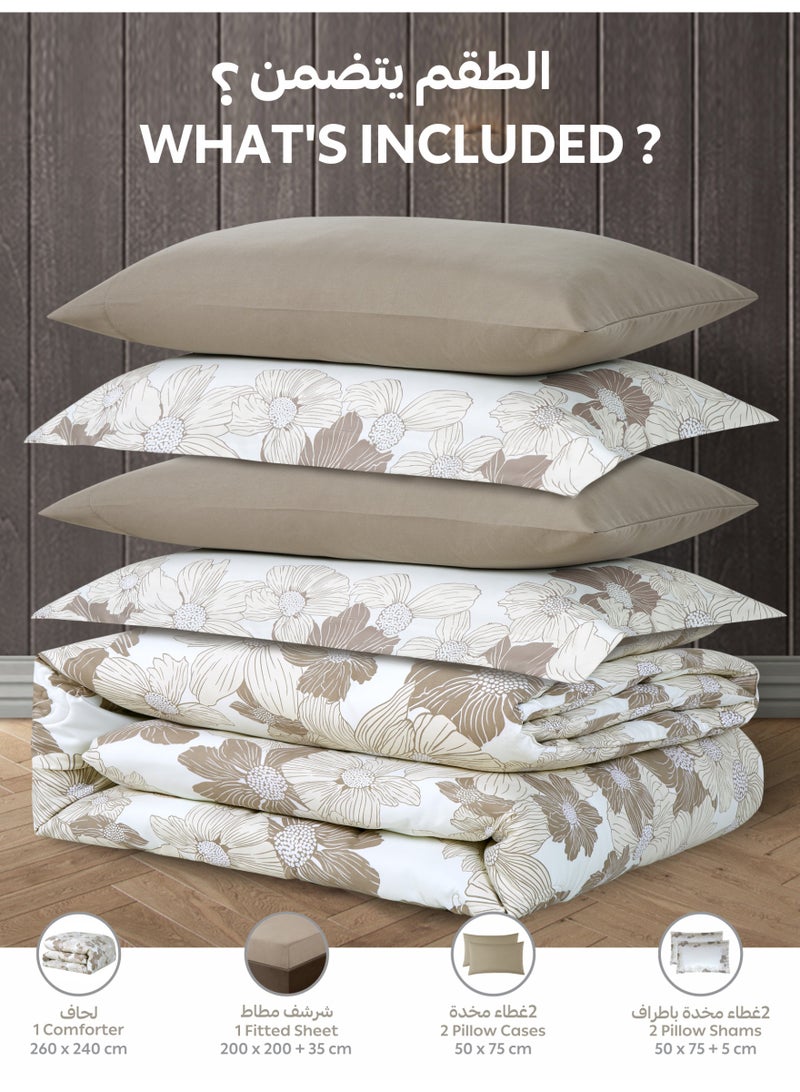 Doona Printed 6-Pcs King Comforter Bedding Set Fits 200x200cm -Includes Comforter, Fitted Sheet, Pillow Shams & Pillowcases – Soft Microfiber Fabric with Soft 350 GSm Filling - Image 4