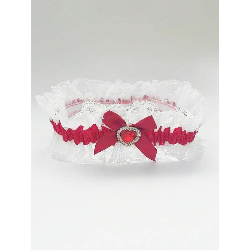 1pc Ladies' Red Lace Garter Belt With Heart and Rhinestone Decor For Festivals, Weddings Or Honeymoon Halloween Santa Claus  Christmas - Image 4