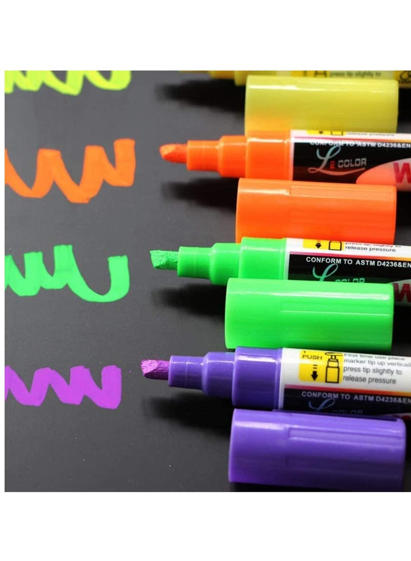 Generic 8 Pack Reversible Chalk Marker Pens 6mm Bullet Chisel Tip Fluorescent Highlighters for Art and Craft Projects - Image 2