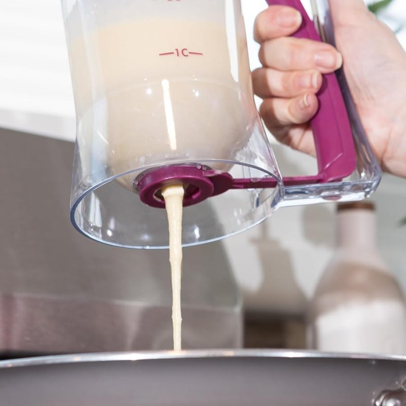 Classic Cuisine Chef Buddy Pancake Batter Dispenser - 4-Cup Batter Dispenser with Squeeze Handle for Pancakes, Waffles, Muffins, and Crepes - Baking Tools (Purple) - Image 5