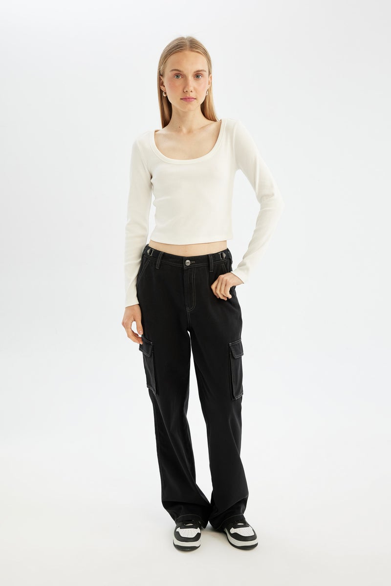 ديفاكتو تي شيرت كم طويل سليم فيت مضلع - Image 2