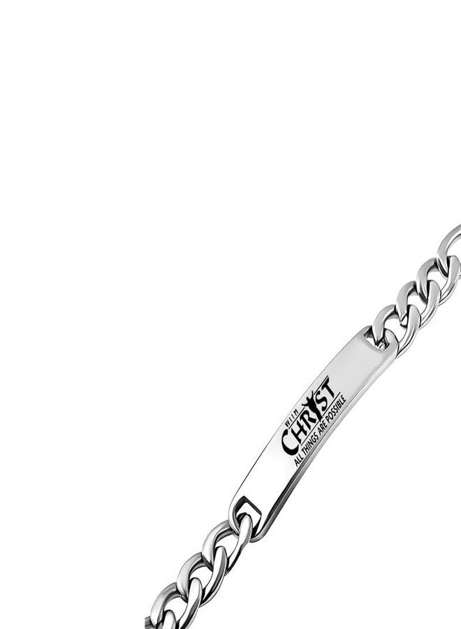M Men Style Religious Bible Verse With Christ All Things Are Possible Bracelets Faith Christian Stainless Steel Inspirational ID Bracelets for men, Baptism Confirmation Gift SBr202519 - Image 4