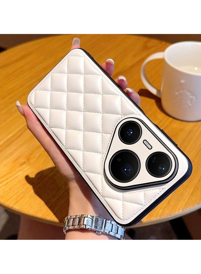 VKL Case for Huawei Pura 80 Ultra/P80 pro/p+ / P80 back cover，Light luxury style, Soft touch, Artificial leather material with sewn edge design, Anti fouling (White, Pura 80 Ultra) - Image 2