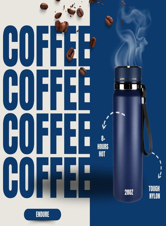 Endure - 28oz Leak Proof Coffee Bottle - Vacuum Sealed Metal Water Bottles For Hot and Cold, Large Capacity, Durable Design With Nylon Strap For Traveling Coffee Mug (Pink) - Image 4