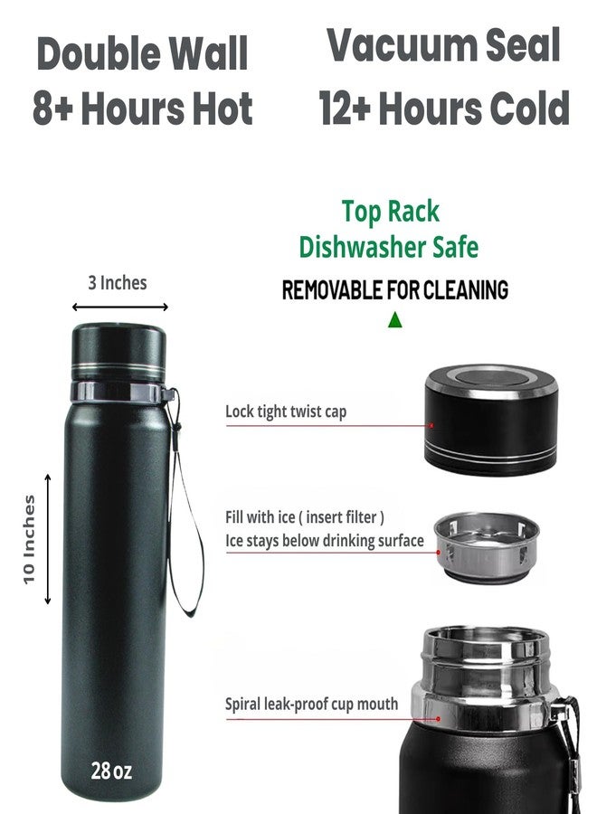 Endure - 28oz Leak Proof Coffee Bottle - Vacuum Sealed Metal Water Bottles For Hot and Cold, Large Capacity, Durable Design With Nylon Strap For Traveling Coffee Mug (Pink) - Image 2